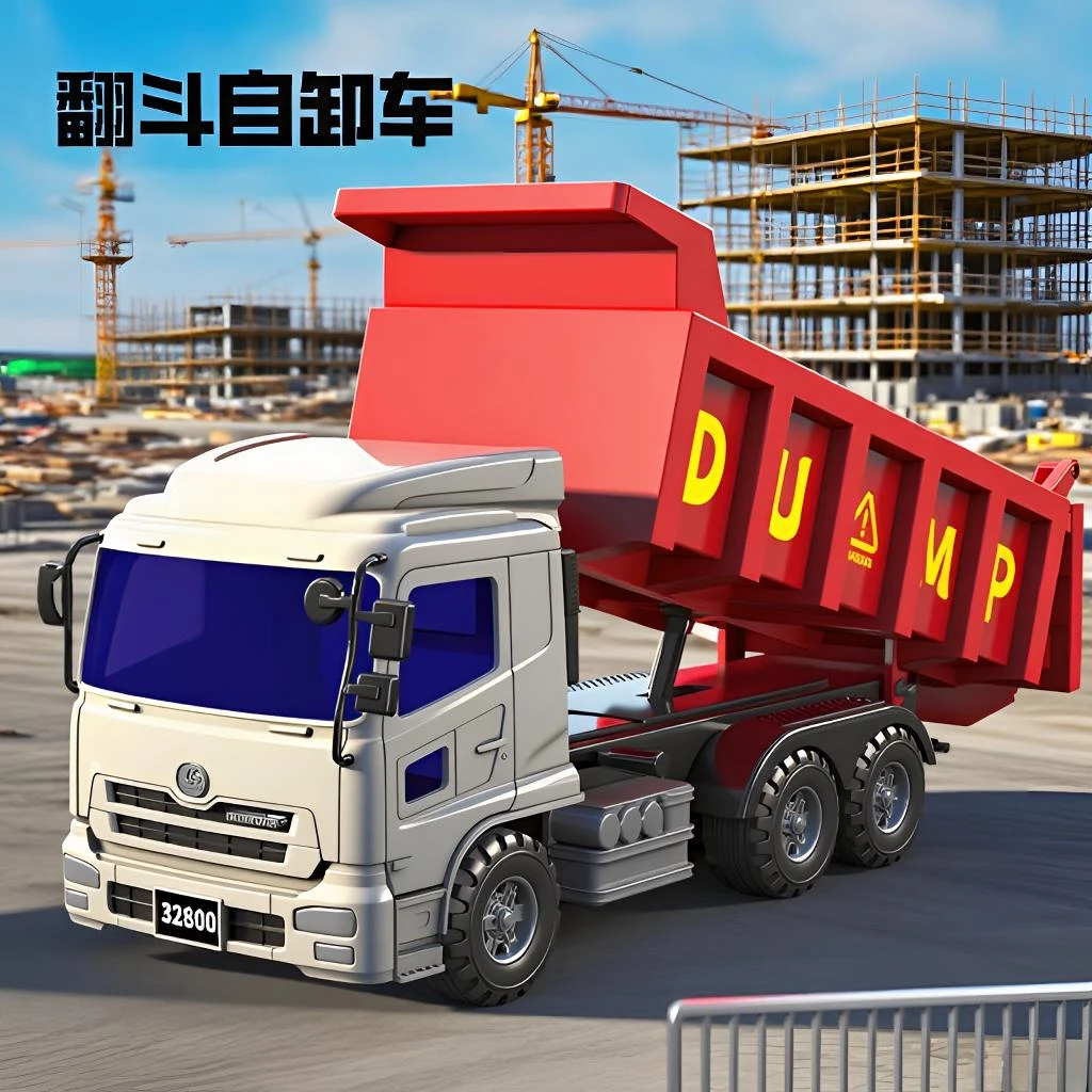 工程车运输车玩具汽车男模型礼物新款惯性翻斗卡车模型玩具自卸车