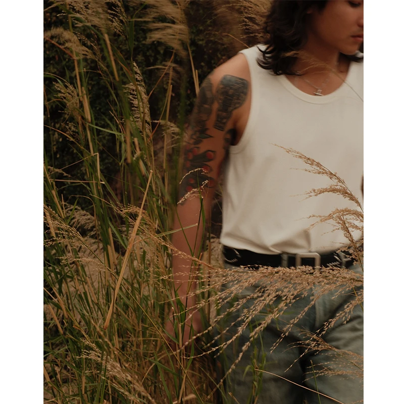 复古280G混纺双色长绒纤维冰凉坑条螺纹无袖背心马甲 MBBCAR窄幅