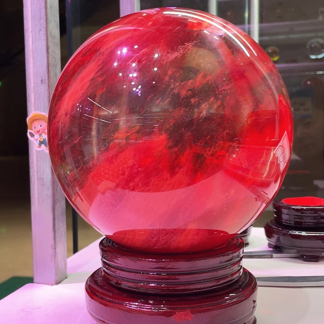 石材红色球7.2公斤送底座包邮