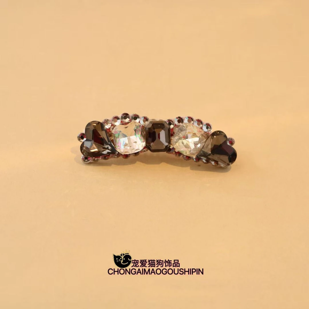 宠物饰品黑色满钻爱心狗狗发夹青蛙夹马尔济斯约克夏A023