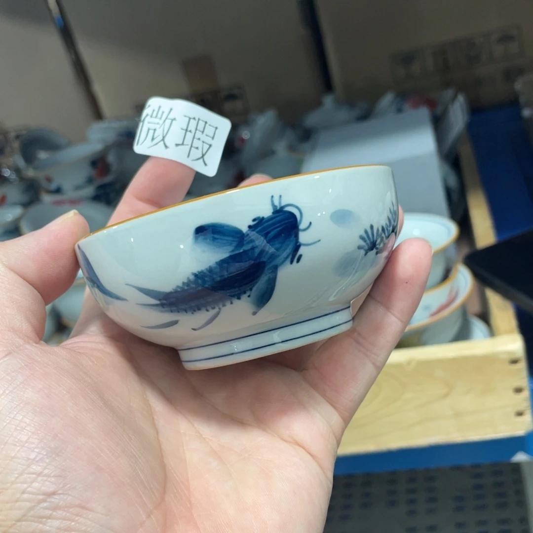 釉下手绘茶具微瑕