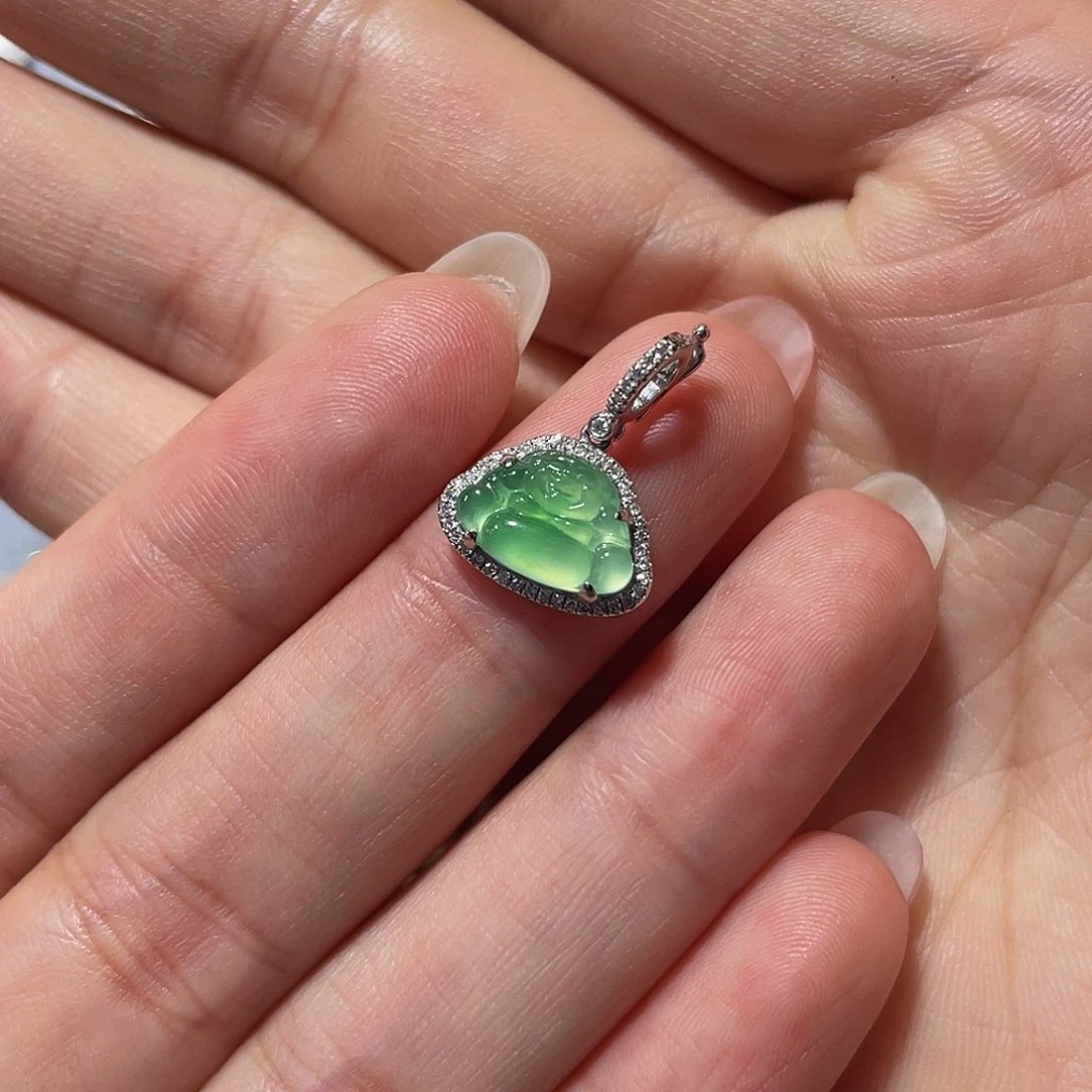 翡翠18K金镶嵌吊坠(不含链)