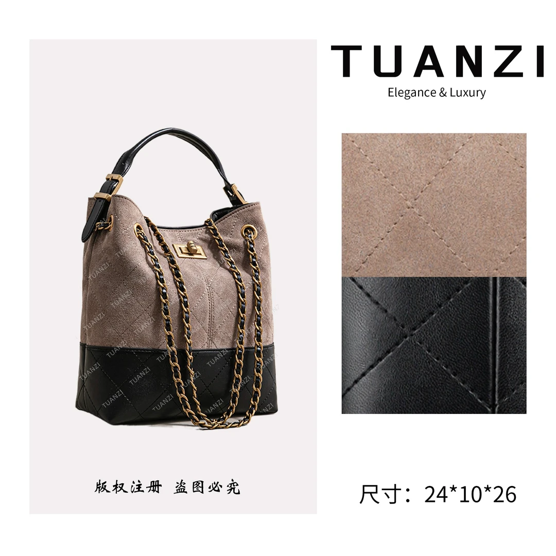 TUANZI『高端玩家』新款25A水桶系列手提单肩腋下包SK-63021-卡其灰