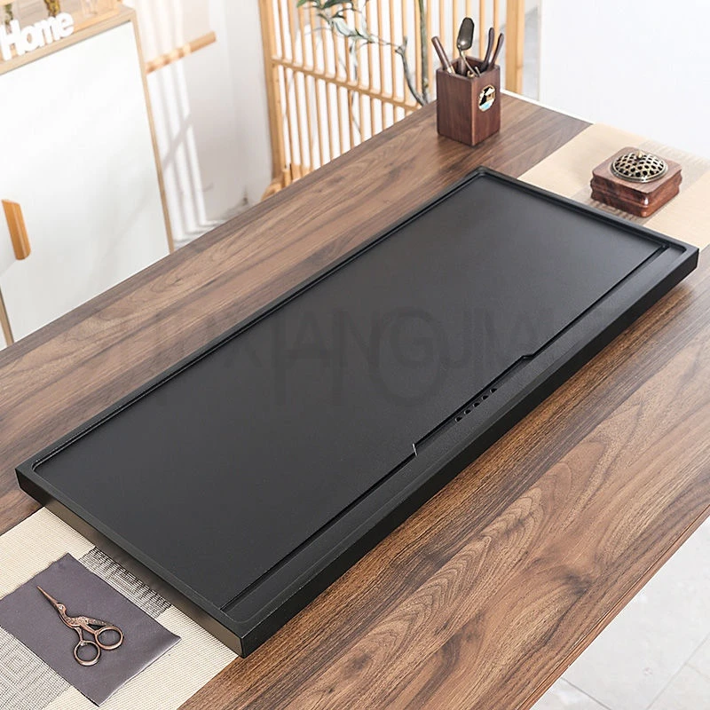 纯天然乌金石茶盘家用新款2023真石头茶海吸水一体茶台原石托盘