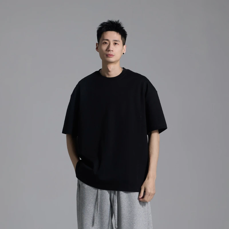 夏季新款净版短袖休闲宽松纯色百搭简约男女同款圆领T恤2001