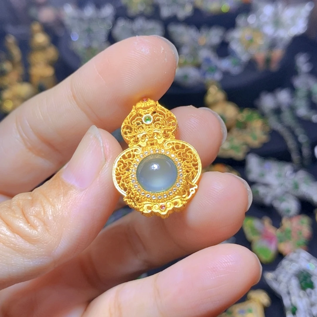 翡翠银S925镶嵌吊坠(不含链)天然资源