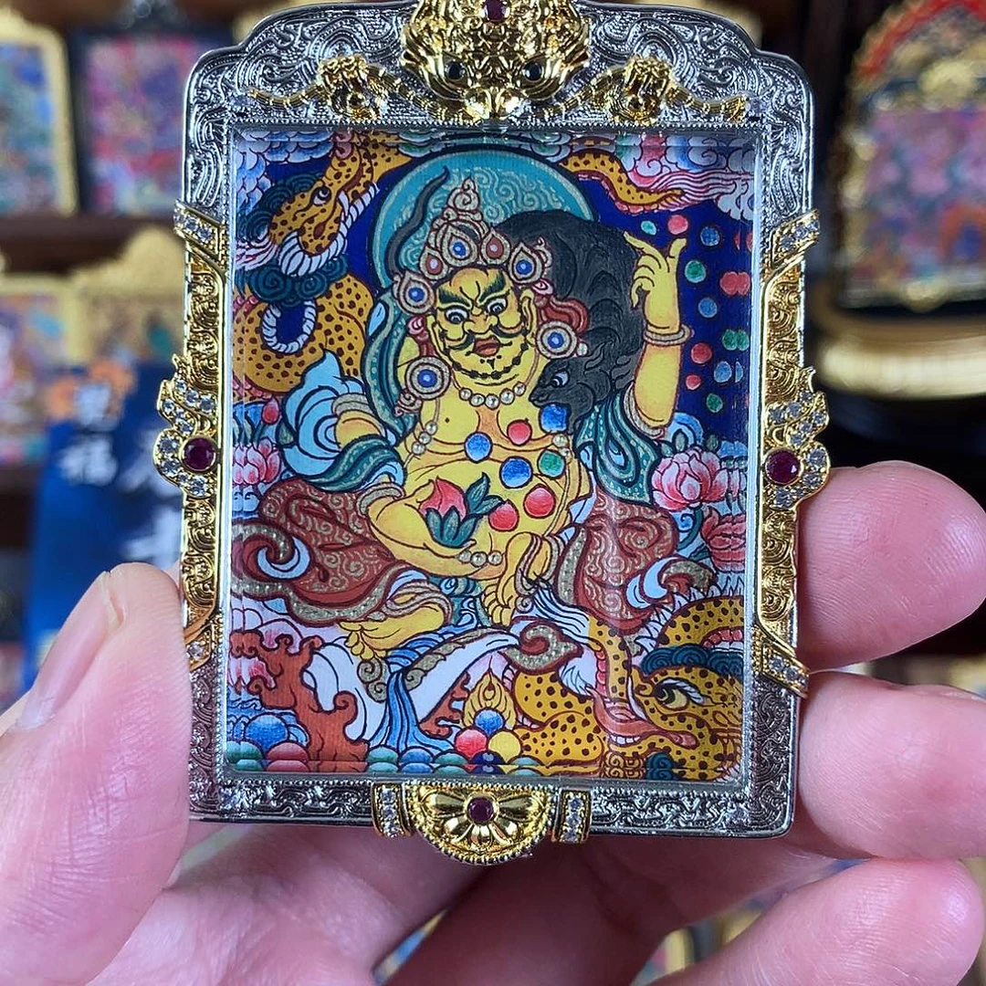 吊坠黄财神热贡纯手绘唐卡