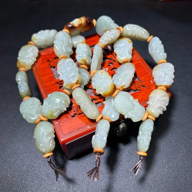保真新疆和田玉 大尺寸十八罗汉手串 基地质检 拍一发一多样性发