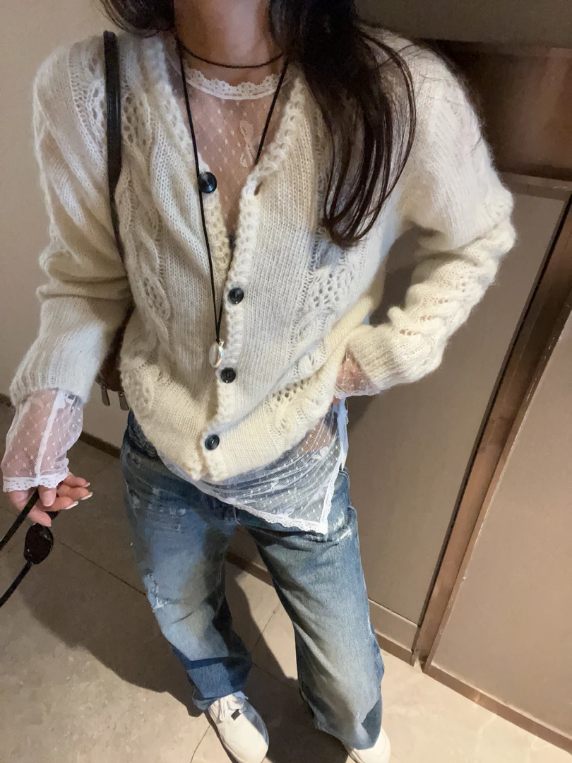 【Miss 程】东大门秋冬圆领麻花开衫毛衣