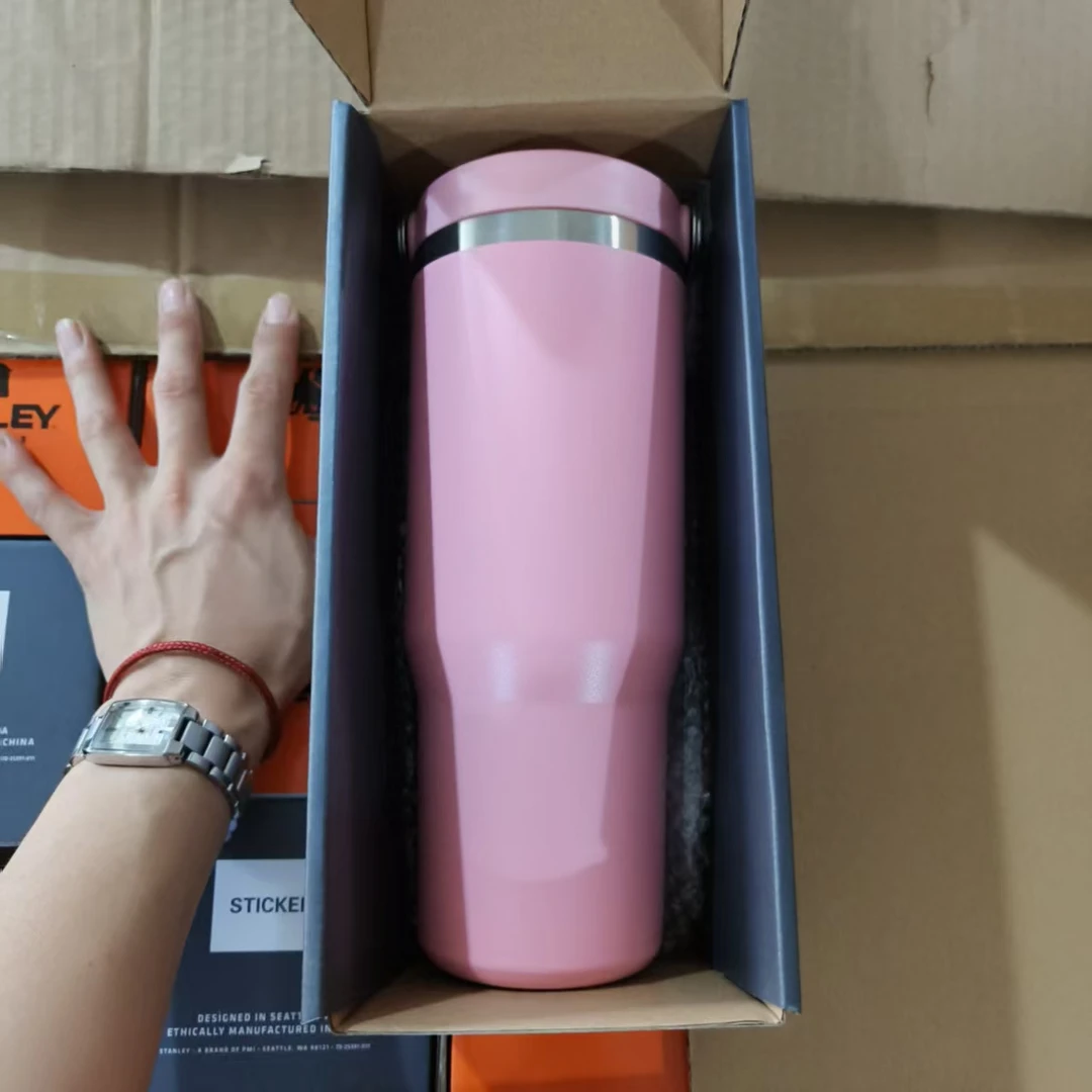 T粉  887ml 手拎双层真空吸管保温杯