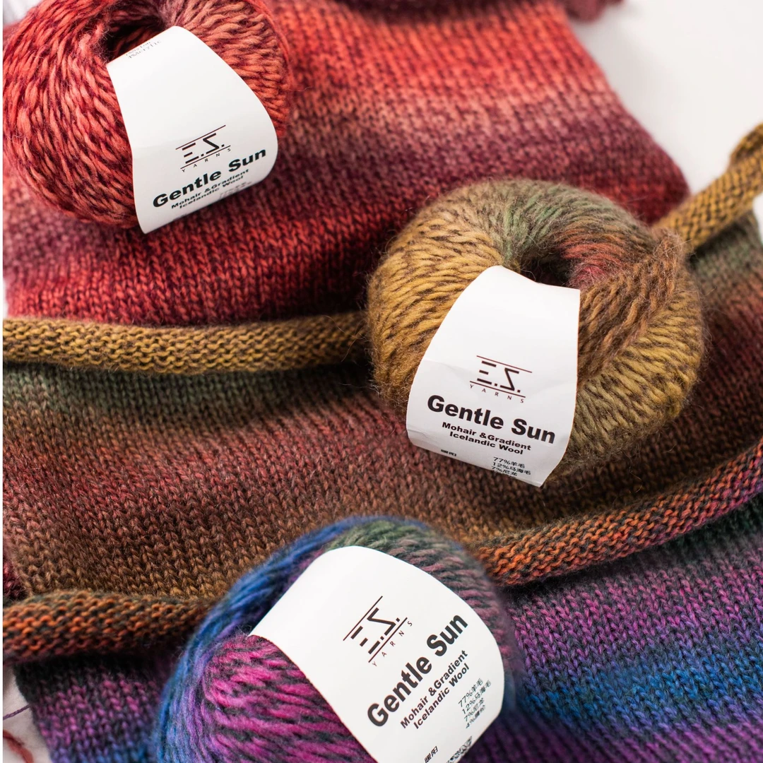 逸致暖阳手染羊毛马海毛渐变段染手工编织毛衣围巾帽子材料50克