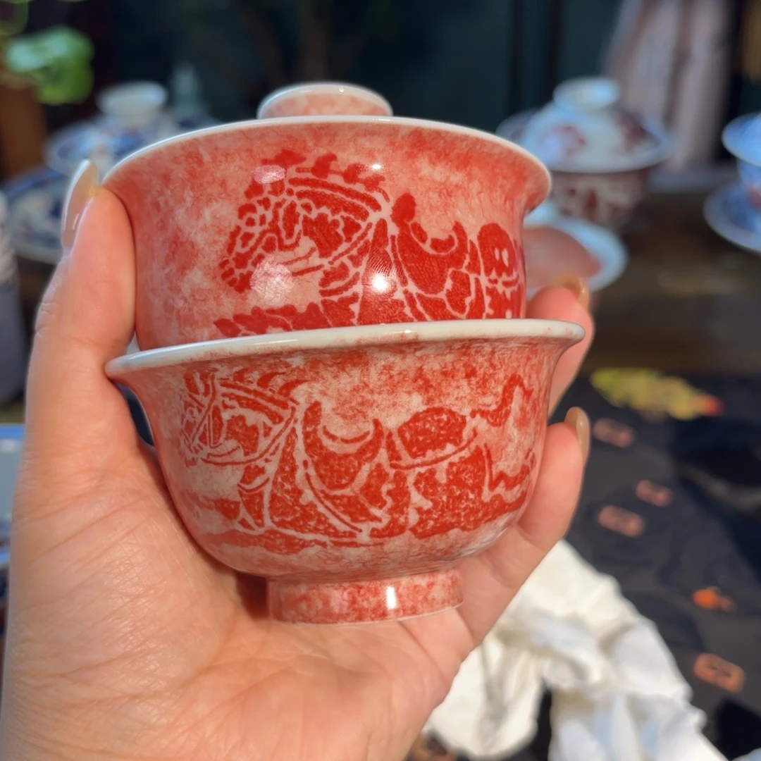 孤品福利青花手绘轻雨马套组