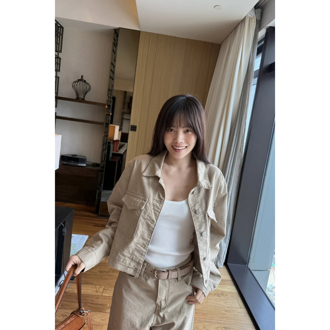 JINGDL【果敢无畏】100%棉酷帅休闲短款牛仔上衣外套&阔腿裤套装