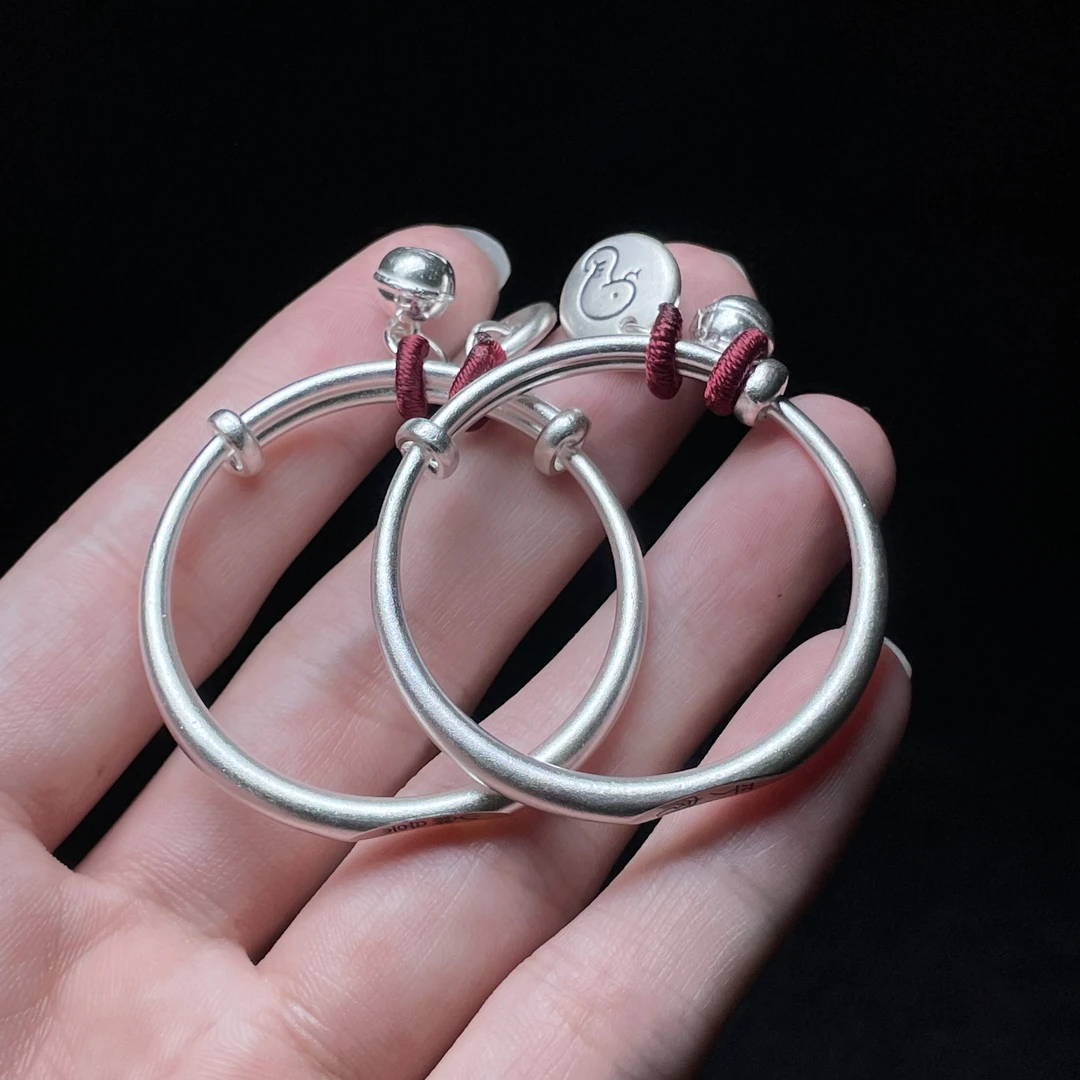 足银银制品 【玉氏珠宝】足银999古法平安喜乐铃铛童镯CAN2780574