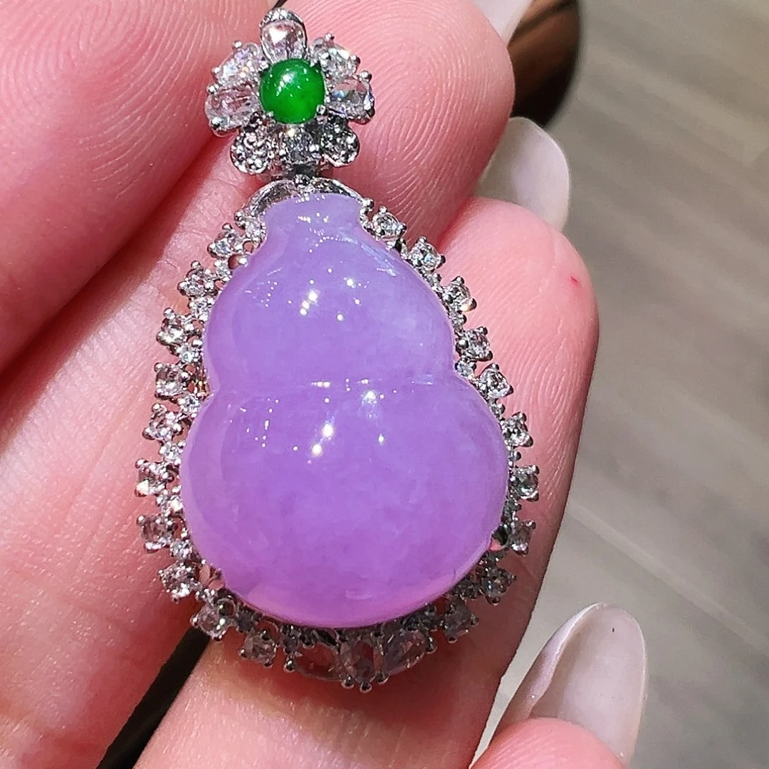 翡翠18K金镶嵌吊坠(不含链)翡翠