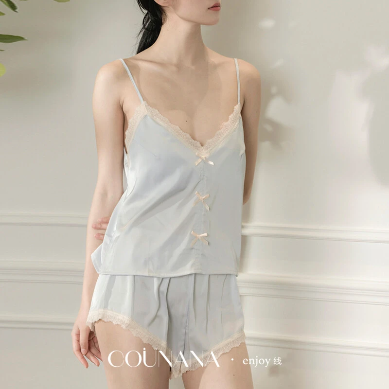 COUNANA法式性感睡衣女2025新款春夏吊带短裤带胸垫纯欲风家居服