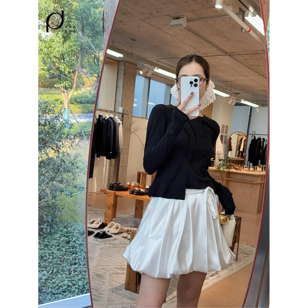 Seriase2025春切割拼接修身显瘦打底T恤女1099dopdop买手店