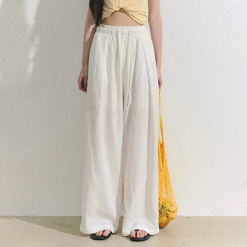 OIOI ESSE/"夏日的微风"会呼吸的天丝苎麻阔腿裤女慵懒垂感休闲裤