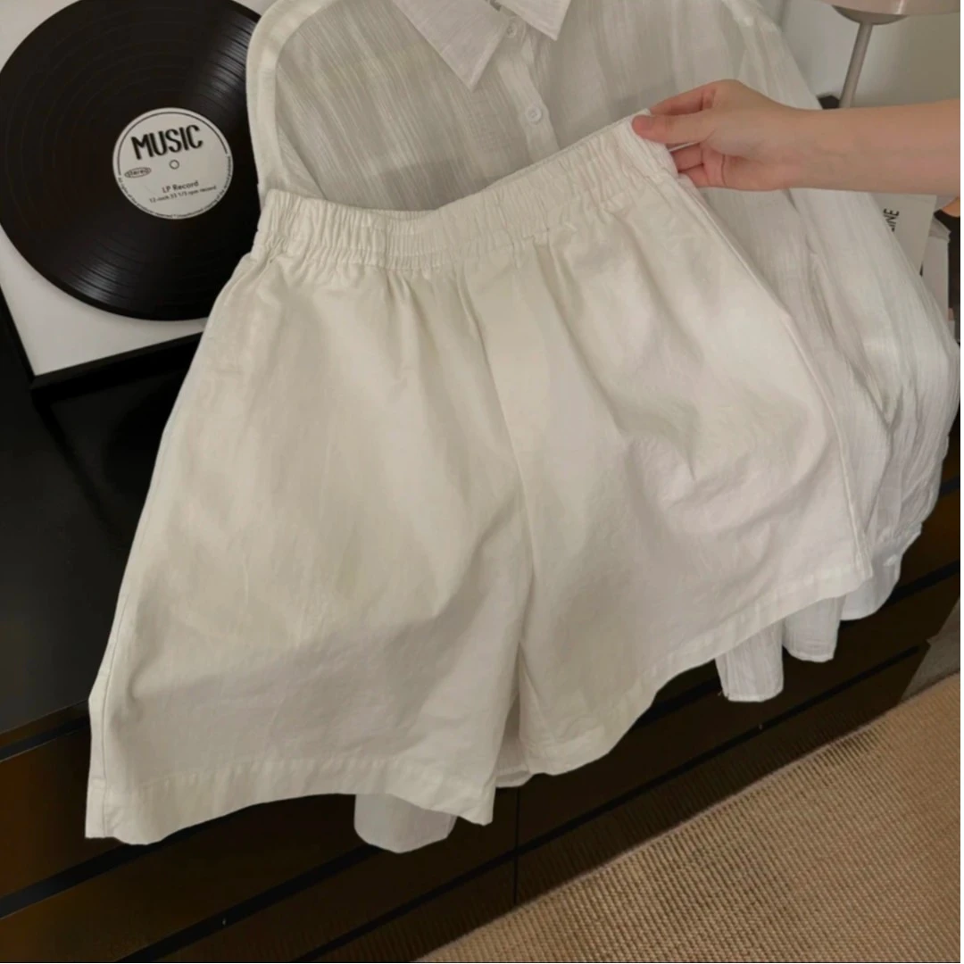 【纯棉-做过洗水-后期不缩水-真天面料-实体品质】宽松a字短裤女