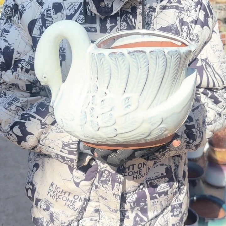 红陶大白鹅一个口径18高度18