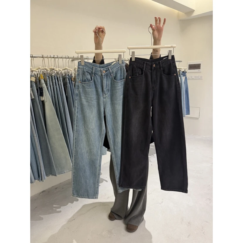 99106两色直筒牛仔裤