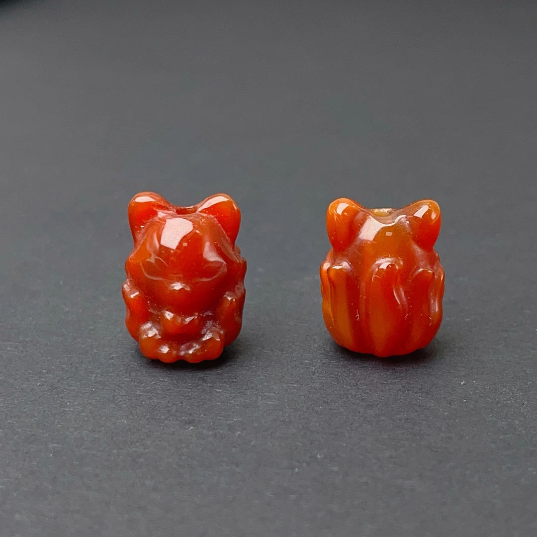 【萌宝饰品】A3红玛瑙凤九上下通孔款简约百搭DIY配饰约15mm*11.5mm