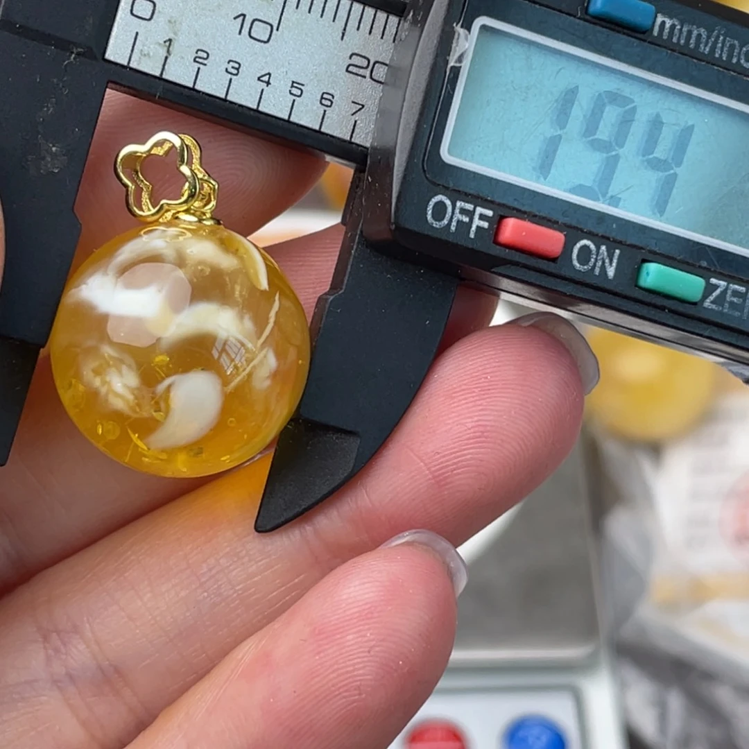 银S925镶嵌琥珀裸石微瑕223