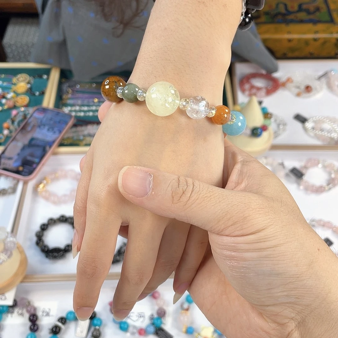 水晶手链银S925镀金镶嵌