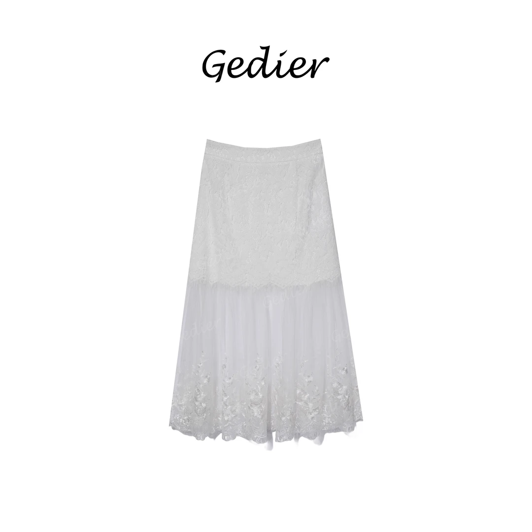 【歌蒂尔Gedier】2025年夏季欧若风蕾丝拼接网纱半身裙EG520370Y