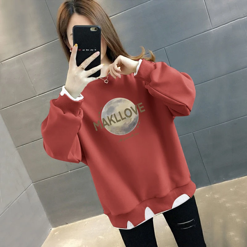 2026新款女士卫衣圆领春秋宽松百搭洋气减龄长袖秋冬加绒外套上衣