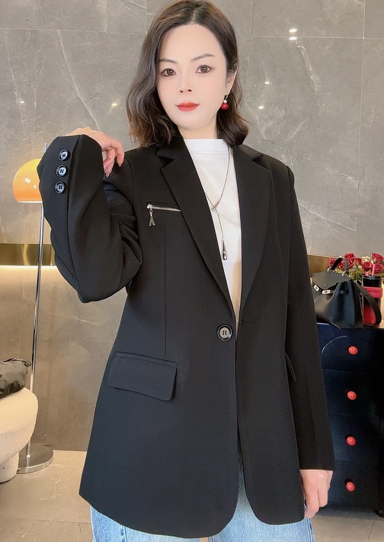 （韩熙）拉锁小西装外套女2025春季新款宽松休闲小个子今年潮流