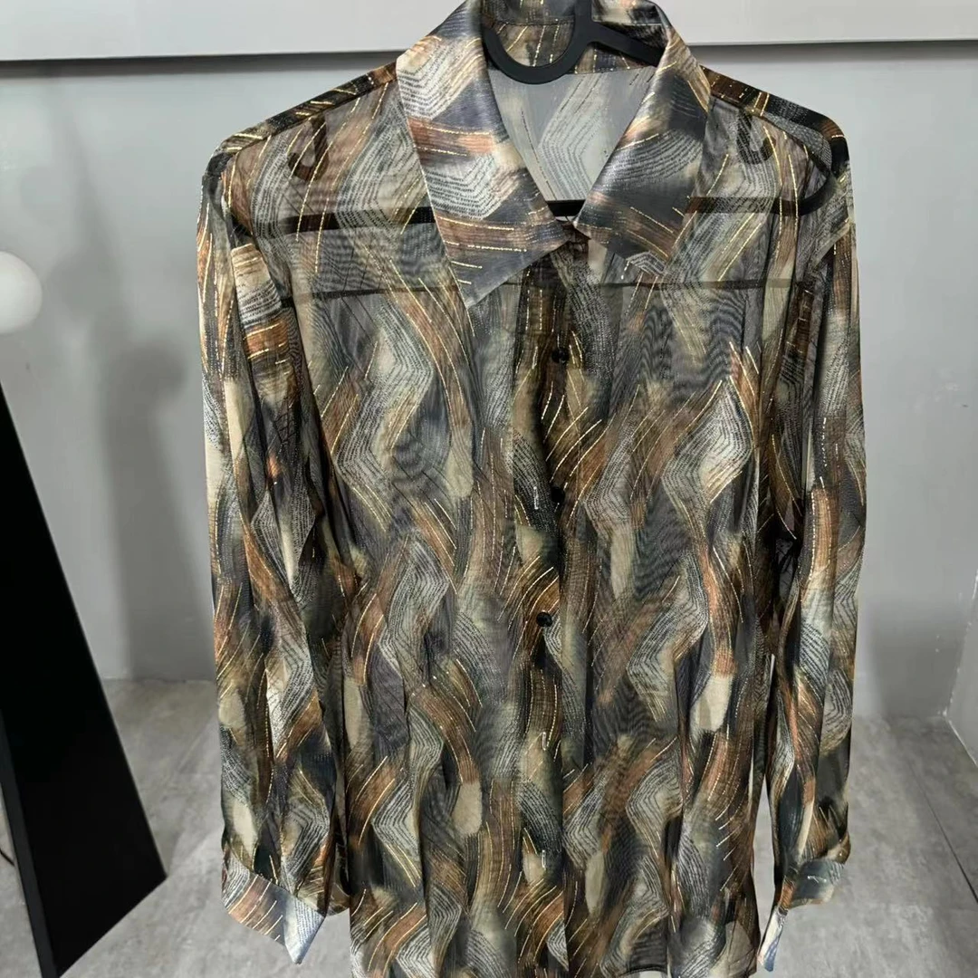 鑫鑫2025夏季新款法式防晒翻领单排扣减龄百搭宽松衬衫上衣7309