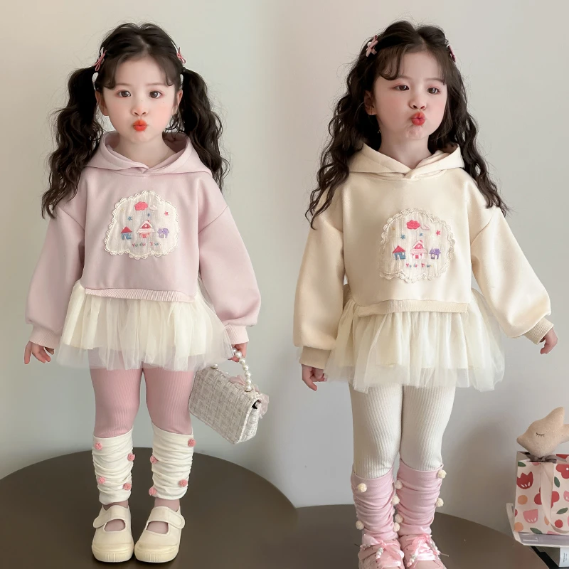 女童套装春秋装2025新款洋气甜美儿童卫衣打底裤两件套小女孩宝宝