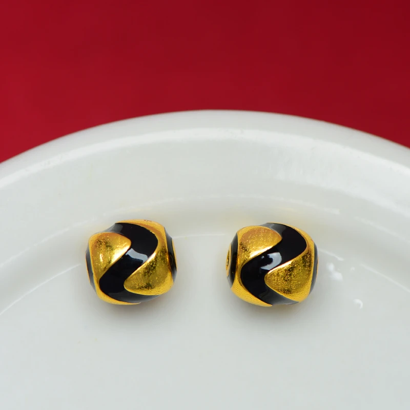 925银银制品 精工镀金虎牙隔珠/文玩配饰 【A233】