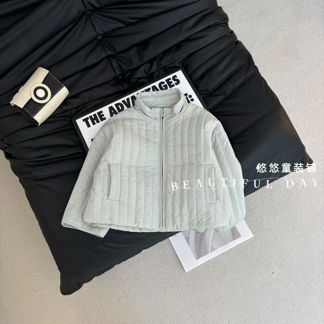 冬季竖条休闲风棉袄棉服立领女童常规款运动风