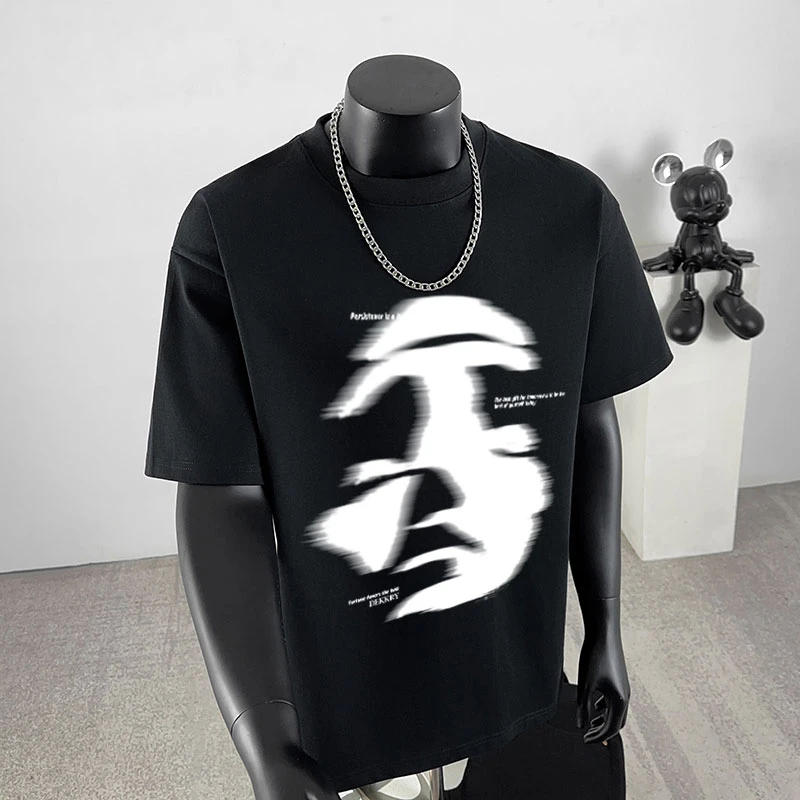 jtrt美式复古字母印花纯棉男款夏季宽松休闲百搭圆领短袖t恤