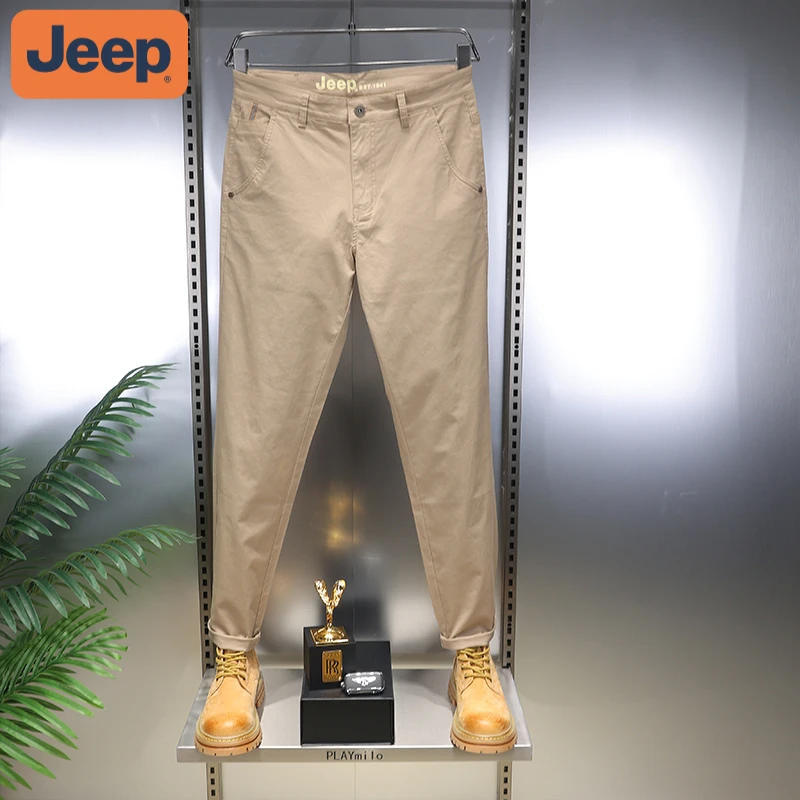 JEEP吉普休闲长裤男士春秋季新款商务高秋季男士浅色宽松直筒长裤