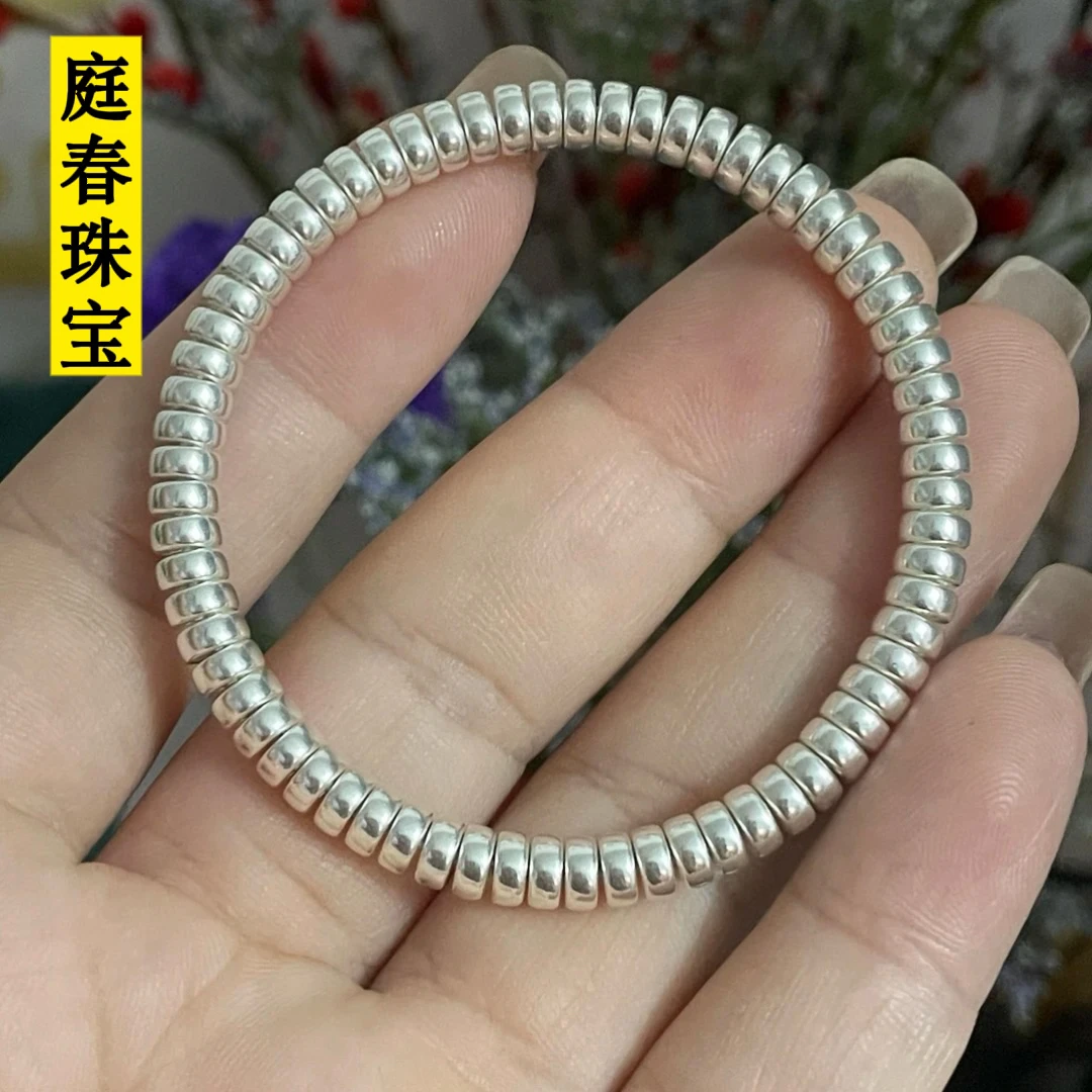 足银银制品 足银999 药片 5x2.37mm 68颗 重约28克（手围15cm）