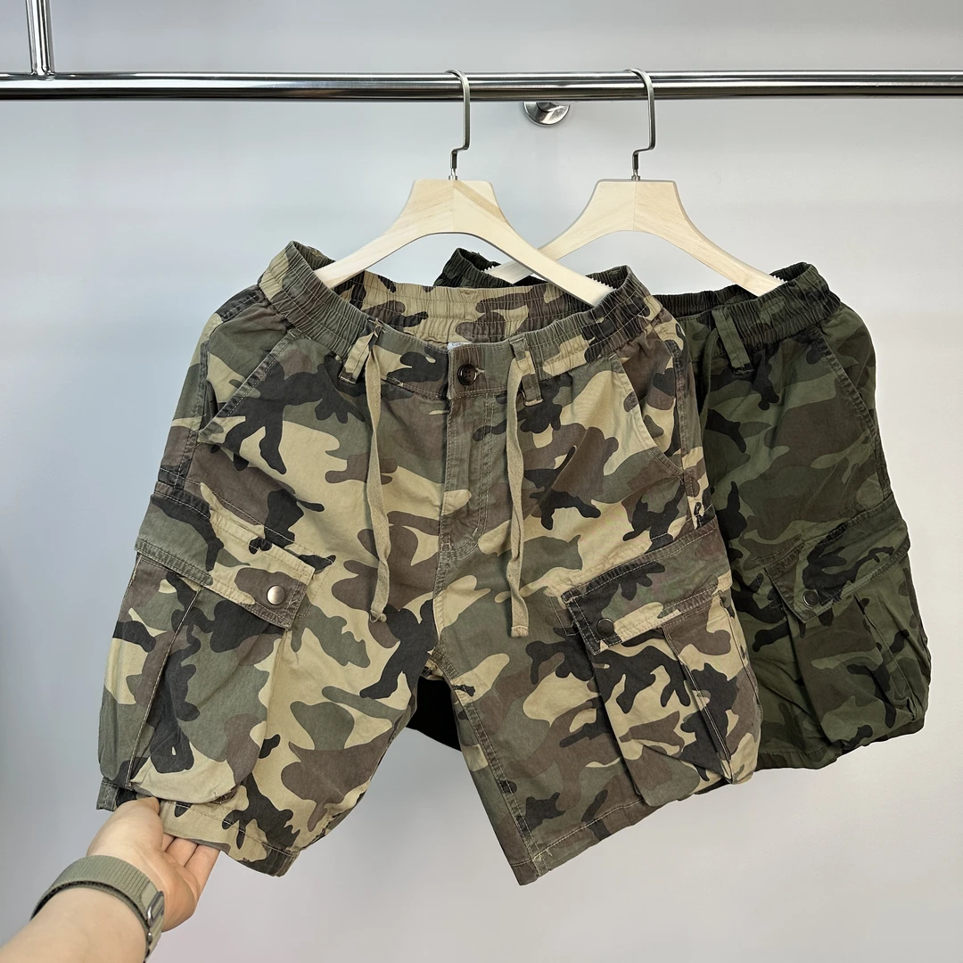 【小璐优选】夏款硬汉洗水棉工装短裤迷彩印花多口袋时尚百搭