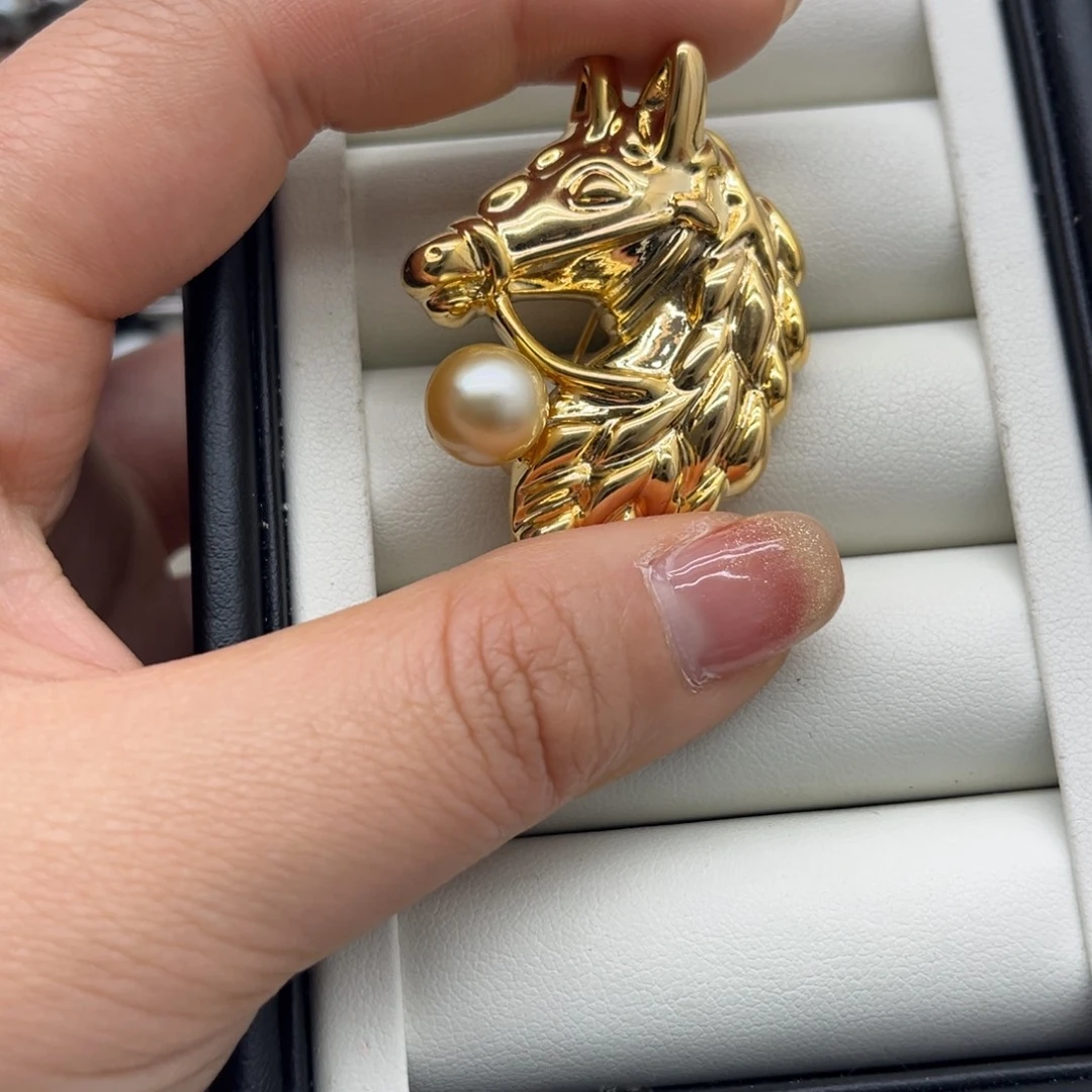 海水珍珠胸针合金