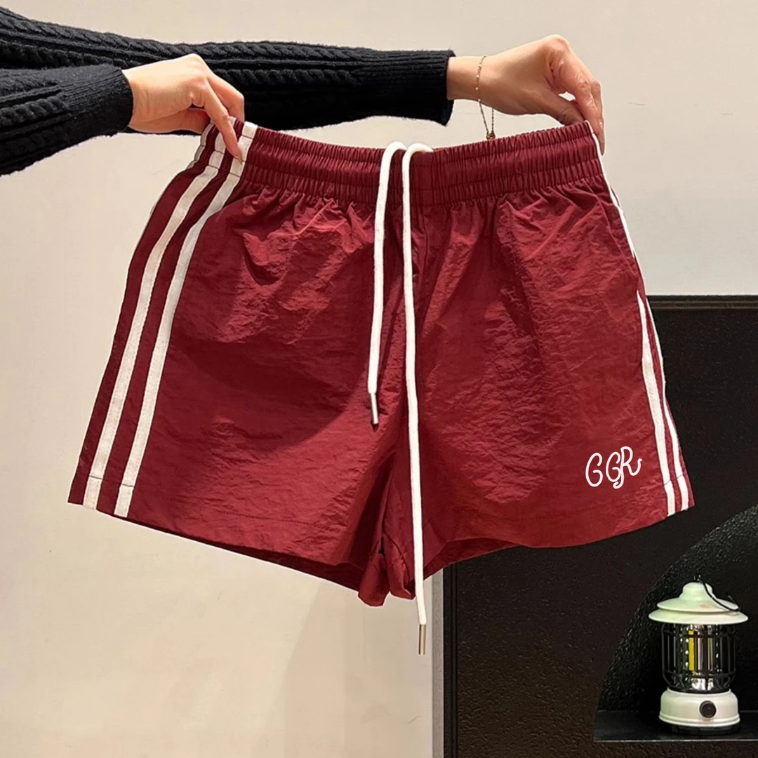 奥特莱斯~撤柜!美式辣妹松紧高腰短裤女夏季薄运动休闲显瘦阔腿裤