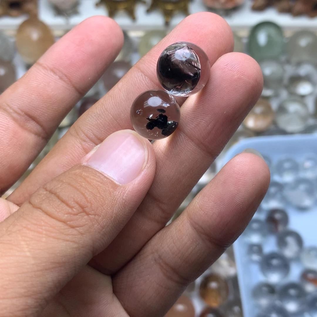 等***鱼未镶嵌珠宝半成品水晶云母片晶中晶球