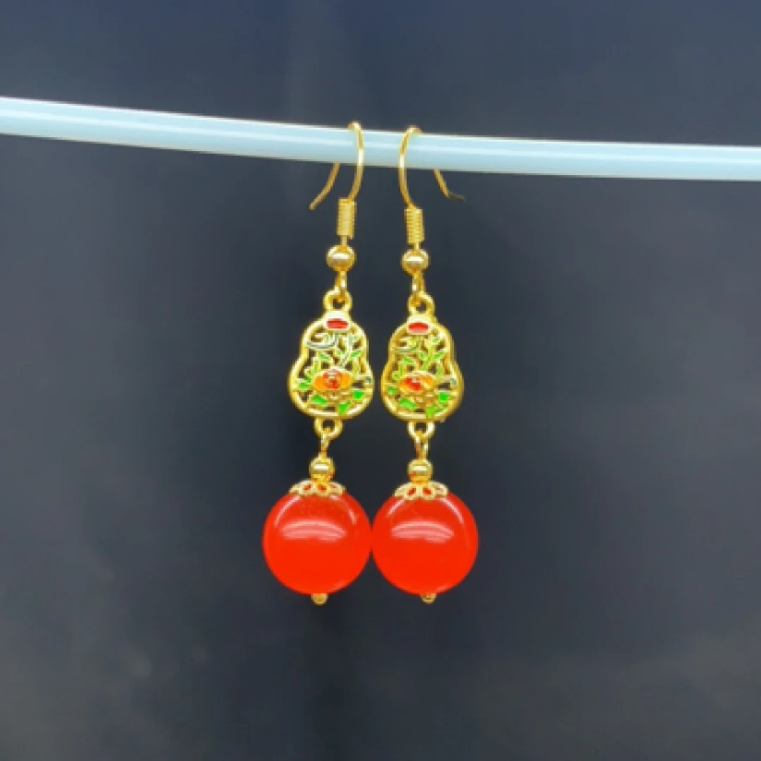 玉髓耳饰 红色款经典大气耳坠400