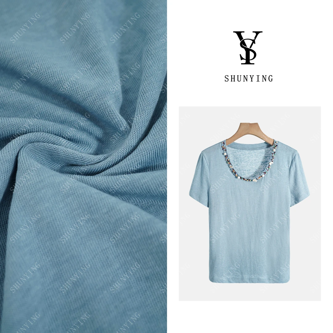 【仟娜】轻奢简约~轻奢重工钉珠纯色百搭显瘦短袖T恤SY72T829578