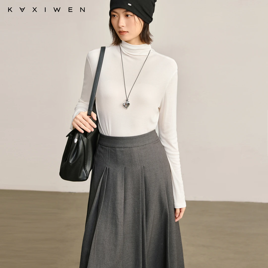 佧茜文羊毛气质打底衫【秋冬】休闲百搭修身半高领上衣女Y09ATN8218