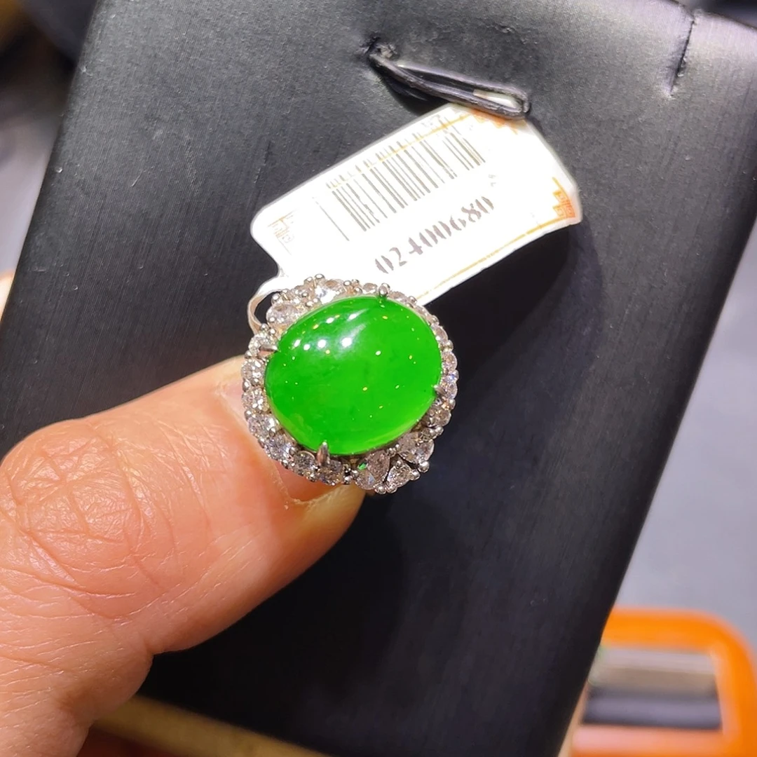 翡翠银S925镶嵌项链戒指