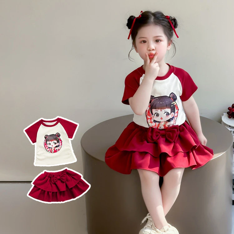 新款夏季童趣可爱公主风T恤裙时尚洋气学生百搭潮
