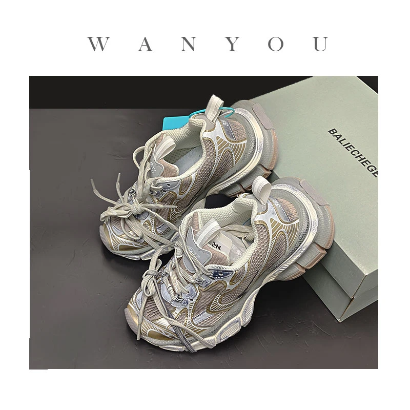 做旧奶茶灰款厚跟时尚休闲鞋运动潮鞋-YP-571