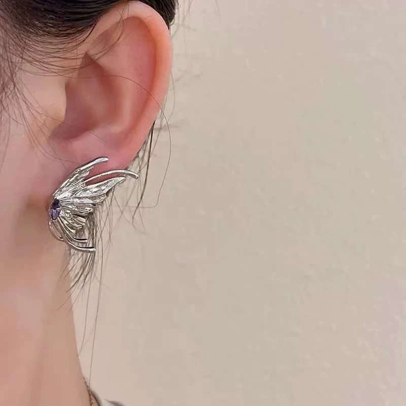925银仿水晶耳饰 S925纯银时尚欧美INS风蝴蝶潮流气质百搭耳环