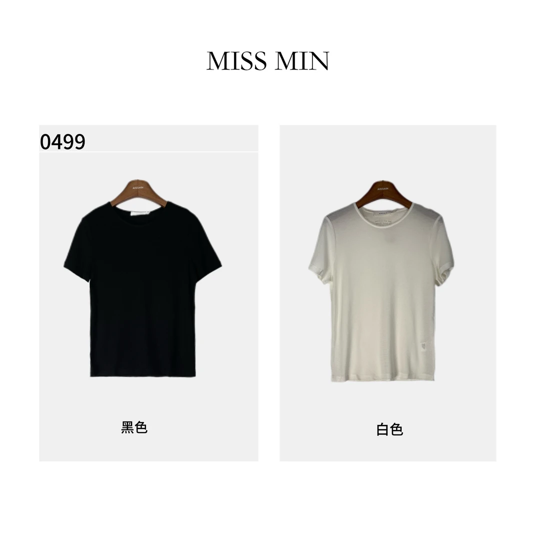 0499新款韩版宽松显瘦洋气百搭圆领短袖t恤女时尚休闲MISS MIN